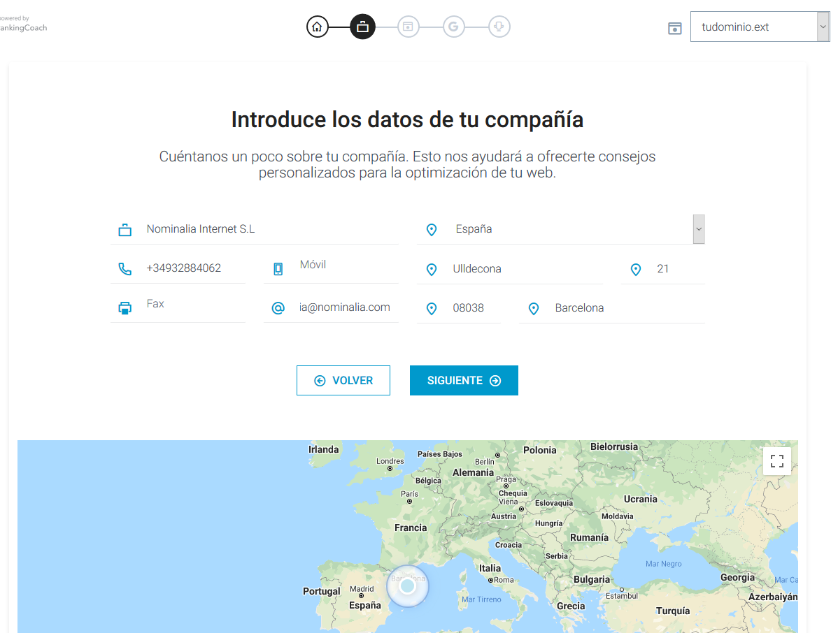 Configuración de tu web en rankingCoach