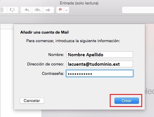 Crear email en Yosemite