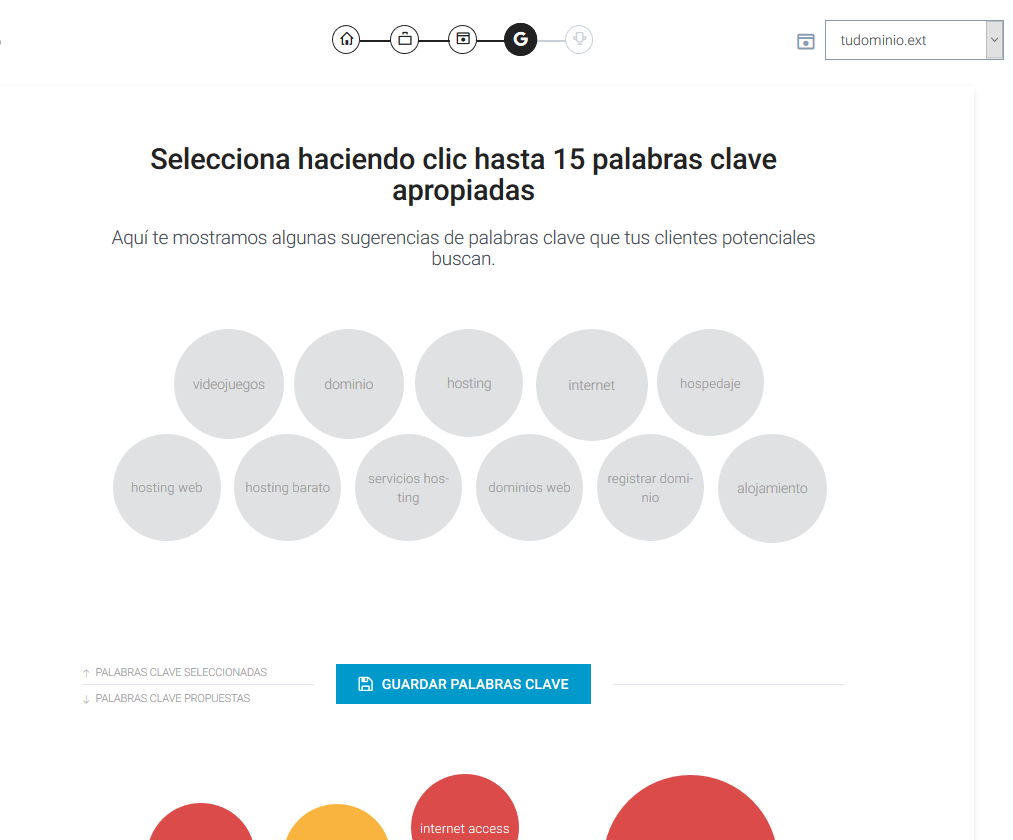 Insertar términos clave de tu web en el panel de rankingCoach