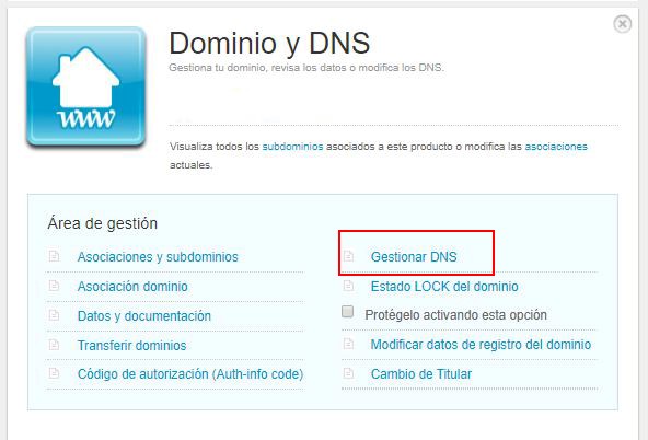 Gestión de DNS de un dominio en Nominalia