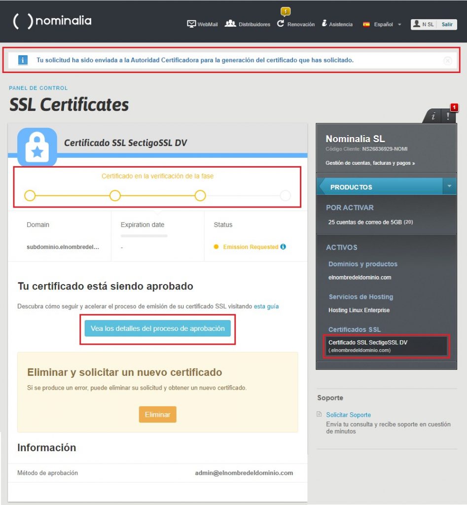 SSL validación dominio