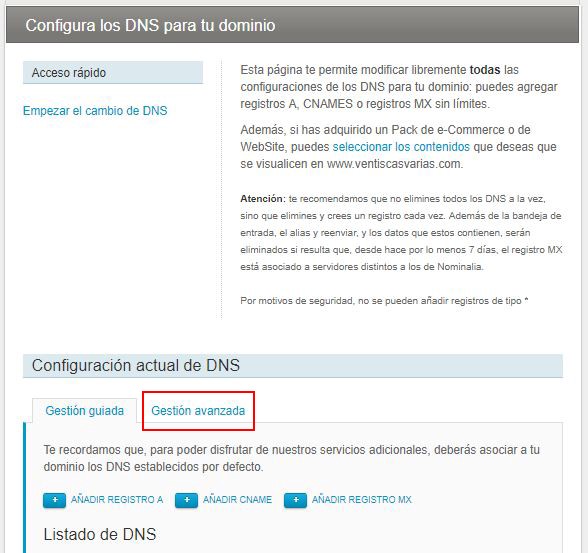 Configurar DNS de un dominio