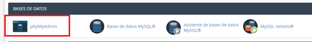 administrar base de datos phpmyadmin