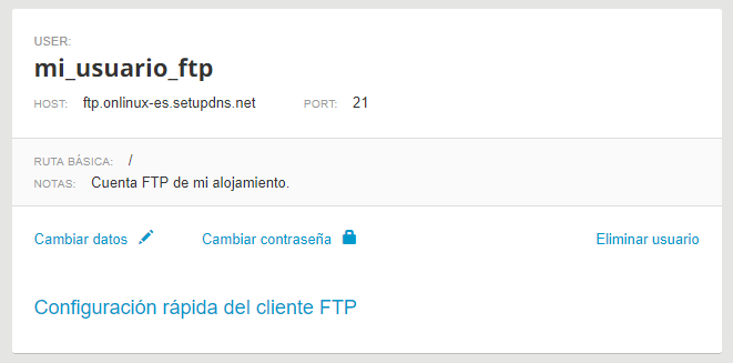 Configuración rápida FTP