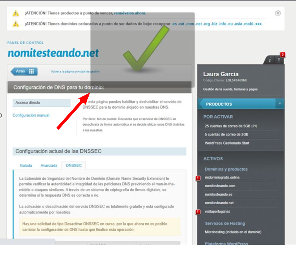 DNSSEC establecido en el dominio