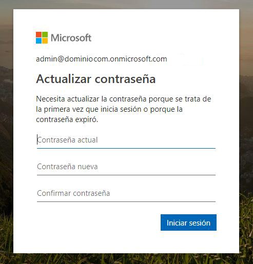 Cambiar contraseña cuenta Office 365