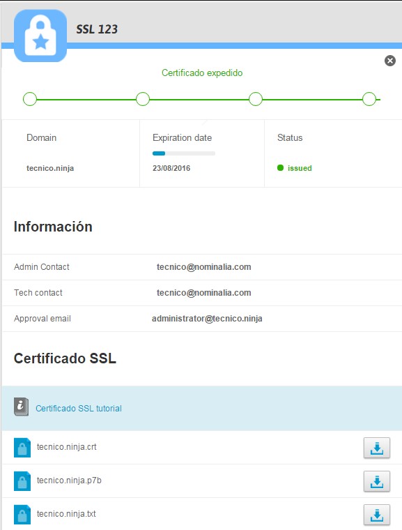 Visualización SSL emitido