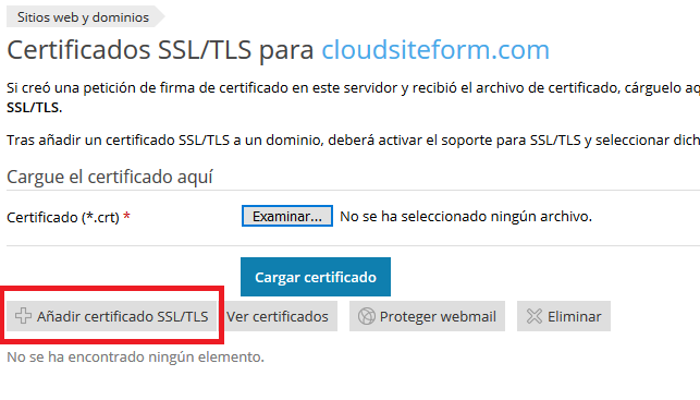 Imagen 2 - Cómo instalar un certificado SSL en Plesk Onyx - Agregar SSL o TLS