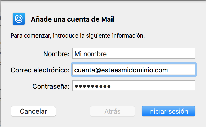 Imagen 3 - Configurar un correo en Mail de Mac OS High Sierra y Mojave Añade una cuenta