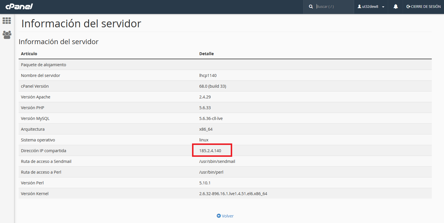 IP compartida en Cpanel