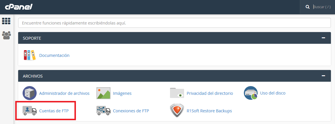 Configurar FTP en Cpanel