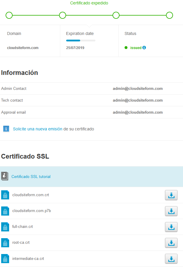 Imagen 7 - Cómo instalar un certificado SSL en Plesk Onyx - Expedido