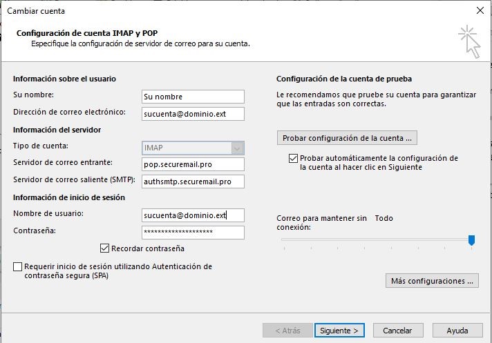 Instrucciones para configuración de Outlook 2013