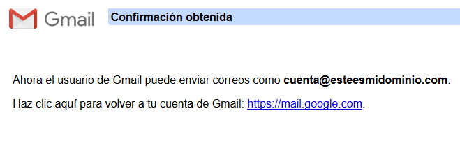 Imagen 11 - Configurar una cuenta de correo de Nominalia en Gmail - Confirmación 2