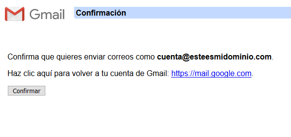 Imagen 10 - Configurar una cuenta de correo de Nominalia en Gmail - Confirmación 1