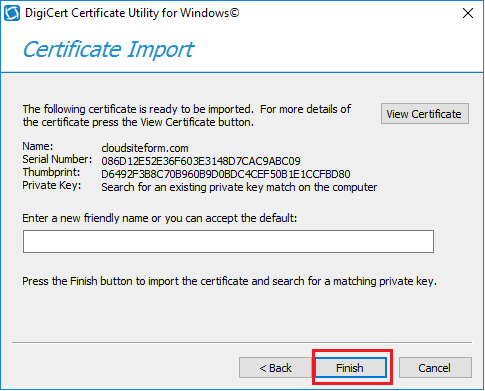 Imagen 8 - Cómo instalar un certificado SSL en Windows Server 2016 Certificate Import Wizard DigiCert Utility 2