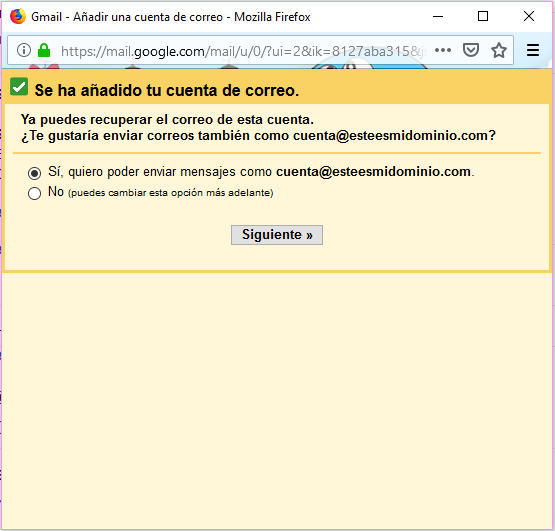 Imagen 6 - Configurar una cuenta de correo de Nominalia en Gmail - Enviar mensajes