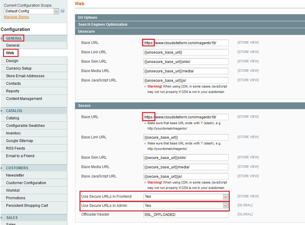 HTTPS en Magento