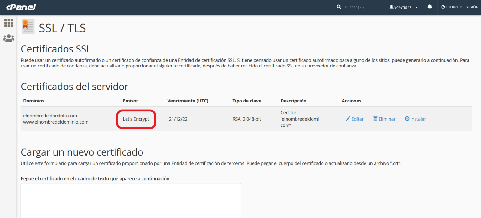 Cómo instalar el certificado Let's Encrypt en Linux (cPanel) Cómo instalar el certificado Let's Encrypt en Linux (cPanel)