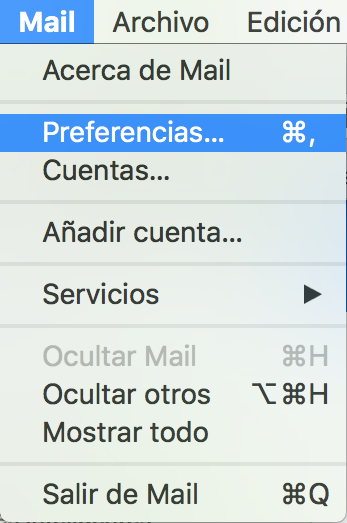 Imagen 8 - Configurar un correo en Mail de Mac OS High Sierra y Mojave Preferencias