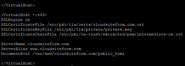 Imagen 13 - Cómo instalar un certificado SSL en CentOS 7 VirtualHost