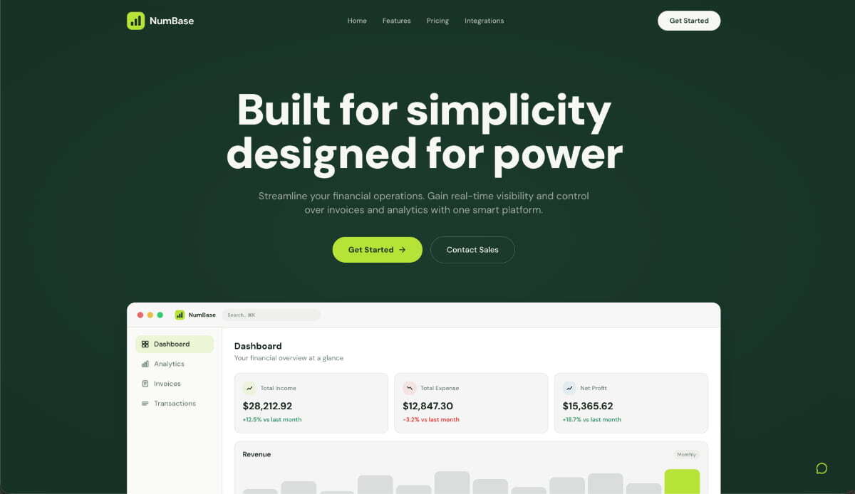 Dashboard contable creado con Macaly AI Builder