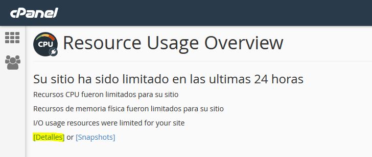 Información sobre consumo recursos en cpanel