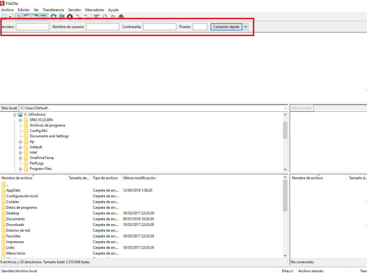 FTP con Filezilla