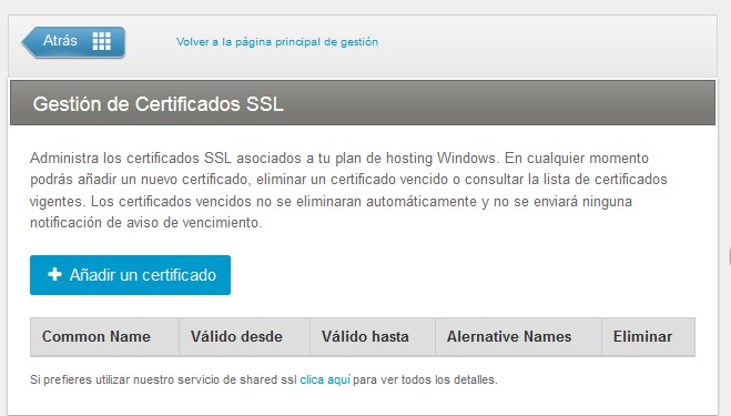 añadir certificado SSL a Website